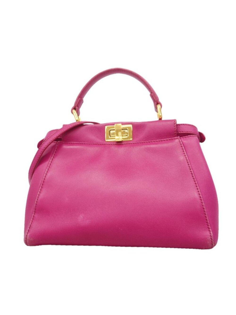 Fendi Handbag Peekaboo Leather Pink Gold 2-Way Bag